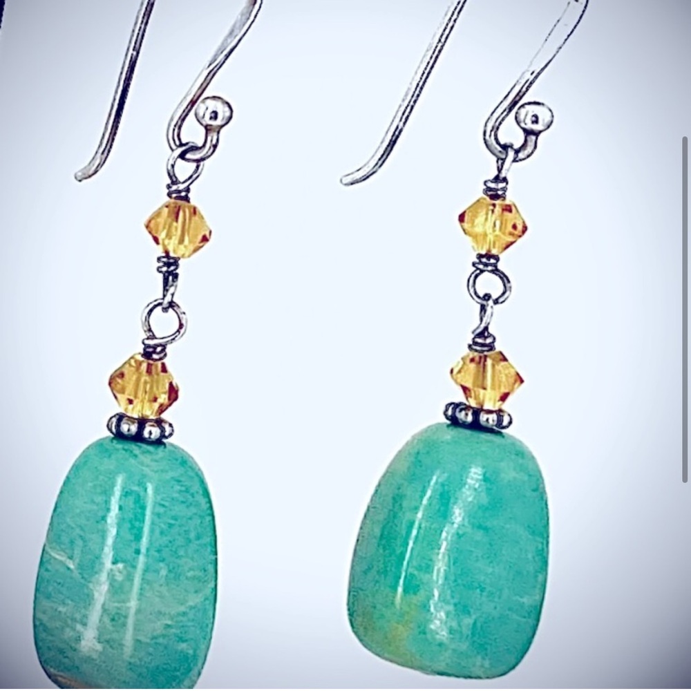 Silpada Vintage Sterling Silver 
Turquoise & Citrine Beaded Earrings